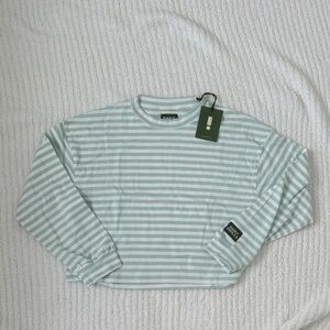 Daily Drills - Lake Day White Stripe Cropped Pullover NWT XS/S